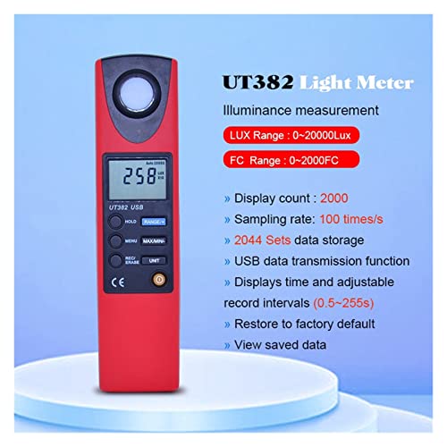 Преносен УВ сензорски мерач на светлина UT382 20-20000 Лукс лумен дигитален мерач на светлина USB мерен инструмент, мерач на дигитално осветлување Мерач на дигитална мера?
