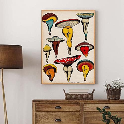 Платно сликарство печатена уметност wallид Смешно постер за печурки симпатична бохо природна фабрика wallидна уметност, естетски