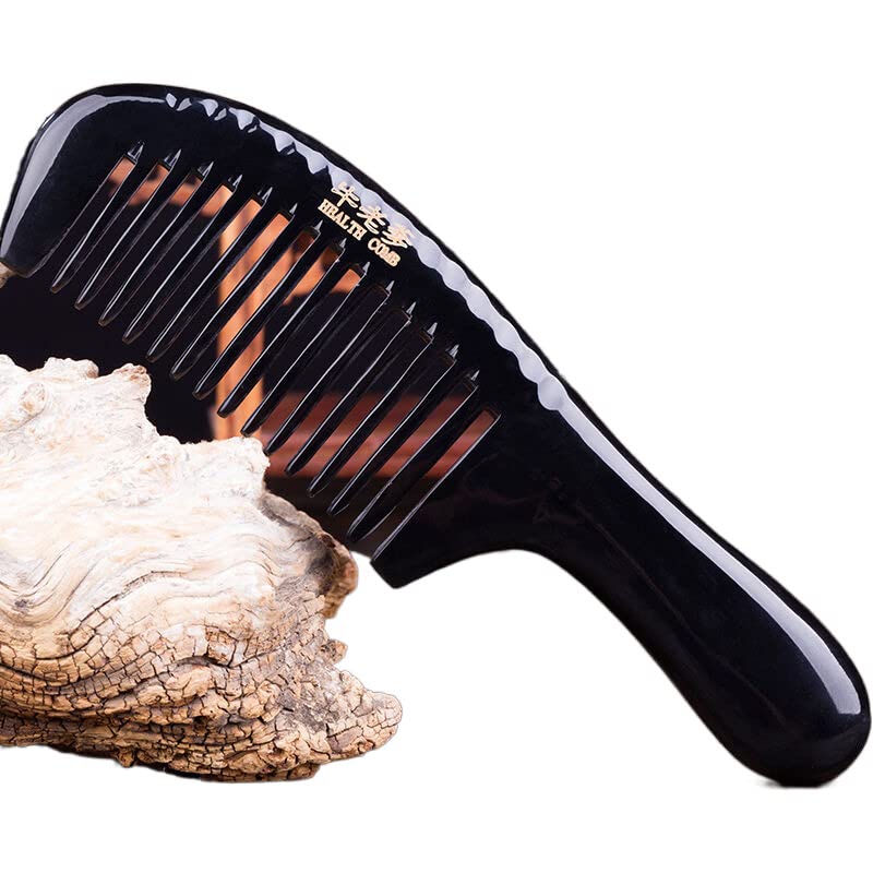 Чешел од рог оригинален природен голем голем заби широк заби дами специјален долга маса масажа за коса Дома подарок 牛角 梳子 天然 大号