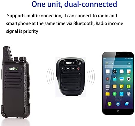 Двонасочен радио безжичен Bluetooth рачен звучник микрофон, микрофон на рамото компатибилен со Baofeng UV-5R UV-82 BF-F8HP Kenwood Btech