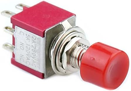 UNCASO моментално 1 NO 1 NC DPDT Црвено капаче за копче за притискање AC 120V 5A 250V 2A X 2PCS