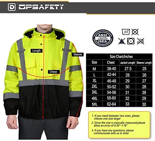Безбедносна безбедносна јакна, Рефлектирачка јакна со Качулка Со висока Видливост, Здраво-Вис Бомбер Јакна Со Џебови и Патент