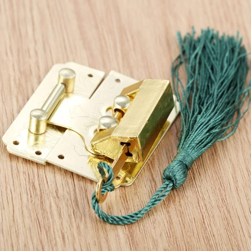 Zhyh 1 сет цинк легура злато кинески стар заклучување дрвена кутија со катастрофа со гроздобер брава hasp токалка и завртки хардвер за мебел