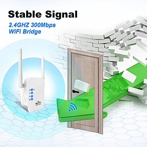 WiFi опсег Extender Signal Booster 300Mbps безжичен повторувач мрежа Extender за покривање на домот до 2800 SQ FT & 25 уреди Компактен