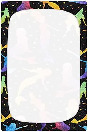 Алаза Виножито сирена Полка Дот чаршави за креветчиња ги опремени листовите за момчиња за момчиња Девојче, мини големина 39 x 27 инчи