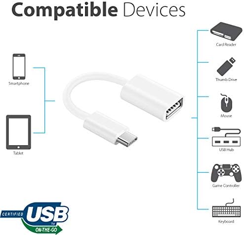 Big-E OTG USB-C 3.0 адаптер компатибилен со Samsung Galaxy S22 5G за функции со повеќе употреба, како што се тастатура, погони за палецот,