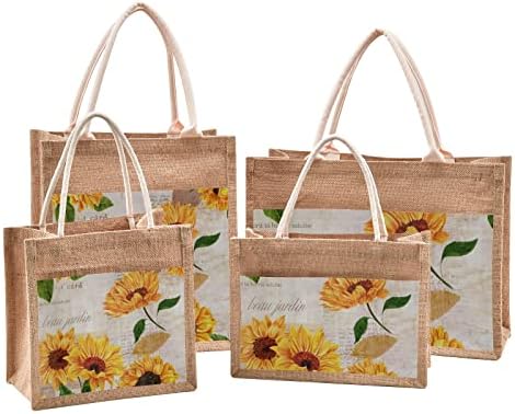 Сончојачи од акварел јута торба со торбички за подароци со рачка торбичка торба јута торби за жени вреќи со плажа