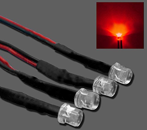 100 парчиња 5мм црвен рамен рамен пред-жичен LED 20cm 12V црвен пред-жичен LED 20cm 12V
