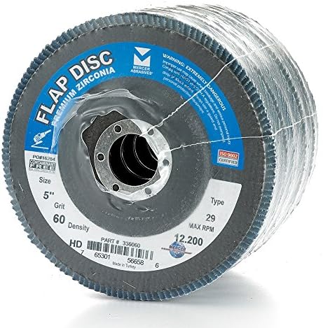 Mercer Industries 336060 Icronia Flap Disc, висока густина, тип 29, 5 x 7/8, грит 60, 10 пакет