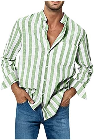 Кошули за машки моден моден обичен џеб лента со долг ракав врвни маички кошули