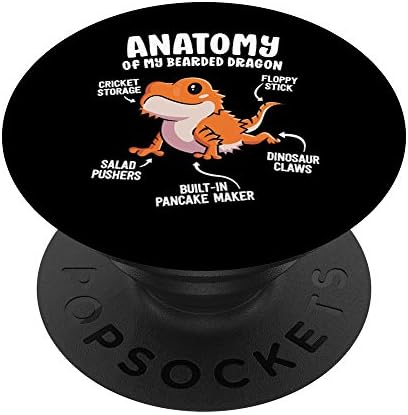 Анатомија на брадеста змејска кошула подарок за lубител на влекачи PopSockets PopGrip: Заменлива зафат за телефони и таблети