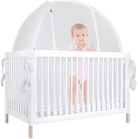 Pro Baby Security Prepium Pop up Crib Crage, Crib Cover за да го задржи бебето да не се искачува, каснувања од водопади и комарци,