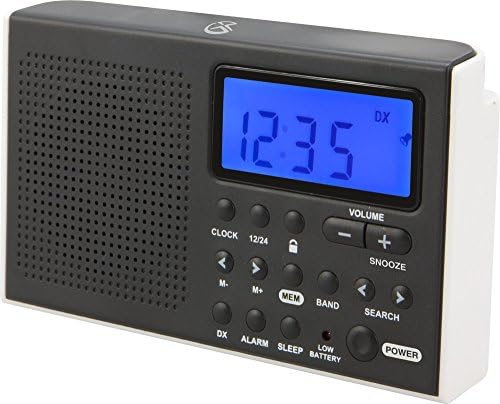 GPX радио со кратки бранови, 5.07 x 1,36 x 3,12 инчи, бара 2 батерии АА, црна