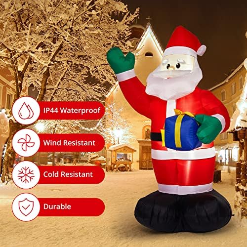 Litake 6ft Божиќен надувување Дедо Мраз, гигантски надувување на Дедо Мраз со подароци, Божиќни украси во дворот, Дедо Мраз со топла