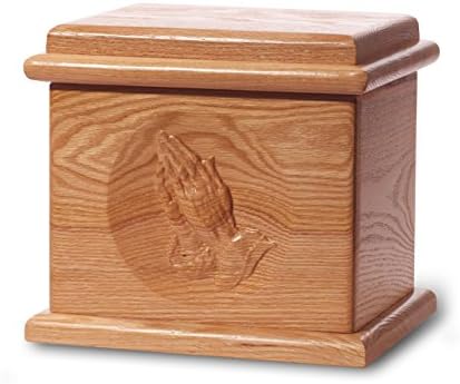 Кремација Урн - Делукс дабово дрво - резба на молење раце