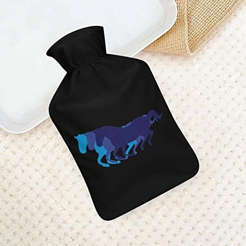 Ретро кои трчаат коњи шише со топла вода со мека покривка торба за топла вода за рачни нозе на вратот на вратот потопло