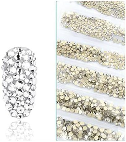 1728pcs златно копче бело нокти уметност ригистони сјајни кристални скапоцени камења 3Д совети украси за 24/7 продавница