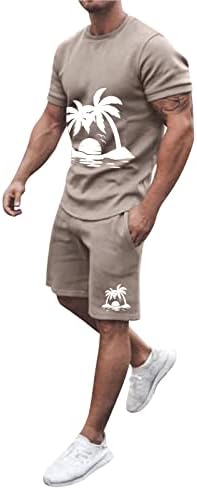 Сетови за шорцеви за мажи кои влечат гроздобер летни облеки за мажи 3Д печати кратки ракави екипаж атлетски врв и кратки комплети
