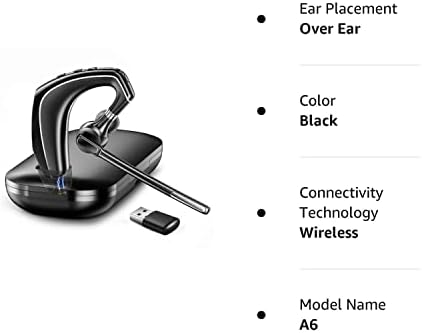 Слушалките за Bluetooth Ekvanbel Bluetooth v5.1, безжични слушалки за компјутер со кутија за полнење 500mAh, Bluetooth слушалка со микрофон