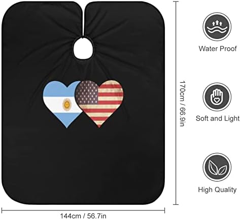 Знаме на аргентина И Знаме На САД Берберска Наметка За Сечење Коса Водоотпорна Наметка За Фризура Со Прилагодливо Затворање Предвремени Фризерски