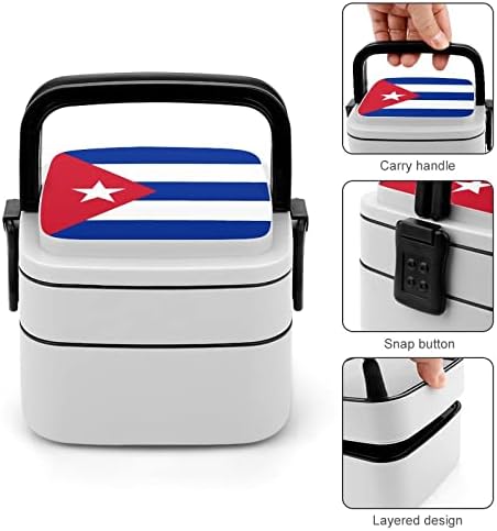 Знаме На Куба Двослоен Бенто Кутија Контејнери За Оброци Со Рачка Пренослив За Канцелариска Работа