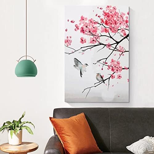 Уметнички постер јапонски цреша цвет илустрација сликање модерна wallидна декор wallидна уметност слики платно wallид декор дома украс дневна соба декор естетска 08x12inch