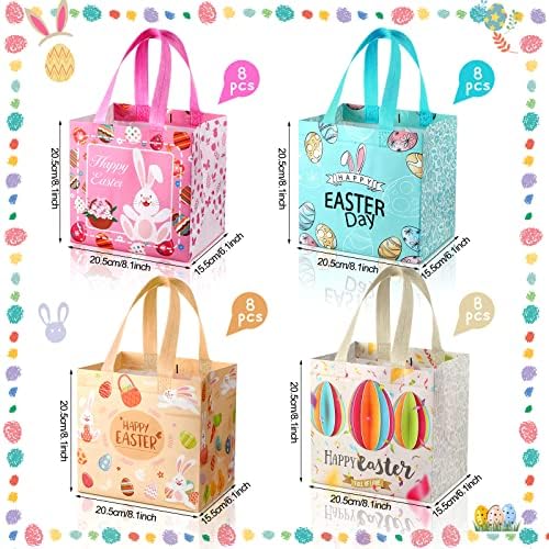 Велигденска торба за торбички за подароци што не е ткаена торба зајаче јајце цвеќиња торби со рачка водоотпорна мултифункционална