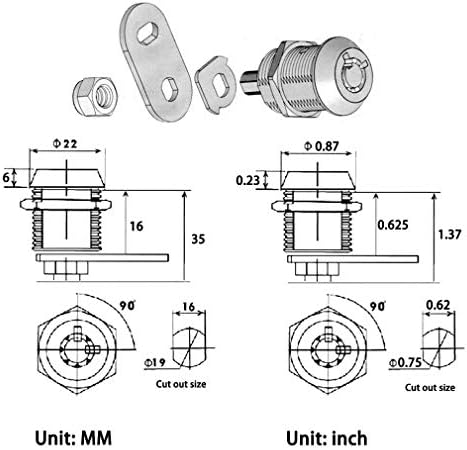 Смбит Кабинетот Клуч Камера Заклучување Тубуларна Камери Заклучување Хромирана Површина 0.625 Клучни слично 2пак