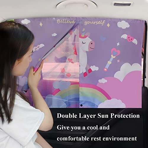 CAR Sun Shade for Baby - Eohmak Car Side Windows Sund Shade Cover Upgrade Double Open Car Enterior Curne Sun Blocker Blind