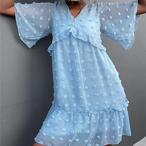 Амикадом Внек Шифон фустан за тинејџерски девојки есен лето кратко ракав миди лабав вклопување во случај на основни фустани јуниори облека