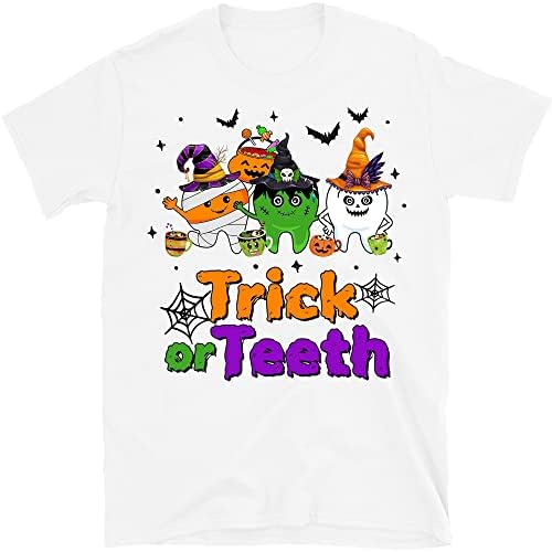 Ноќта на вештерките за стоматолошки екипа, маичка за заби на заби, кошула за подароци за стоматолог, трик или заби, забен екипа,