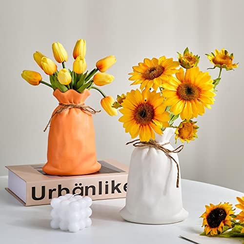 Керамички торби вазни за цвеќиња, вазни од портокалова цвет за украси за домови, најтешка минималистичка модерна декоративна вазна за