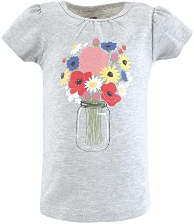 Хадсон Бебе унисекс маици со кратки ракави за бебиња, диви цвеќиња, 5 дете