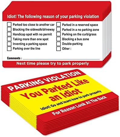 Си Паркирал Како Идиот Повеќе Причини За Прекршување На Паркирањето. Големина на картичката 3,5 х2 Инчи 100 Картички во Секој Пакет.