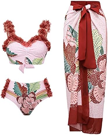Women'sенски 3 парчиња костим за капење со лисја за пливање, заложби за влечење на бикини