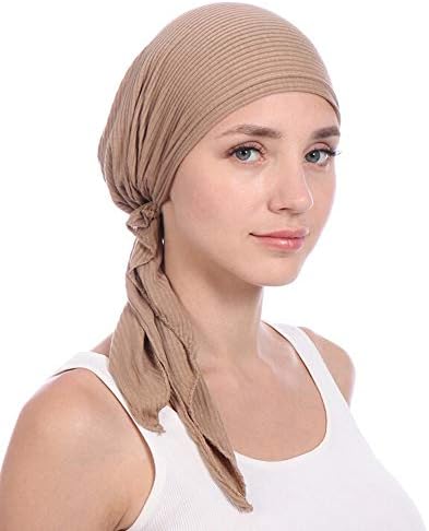 Долга опашка турбан капи за жени лесен истегнување на лековити муслимански гравчиња покритие завиткана облека за бандана