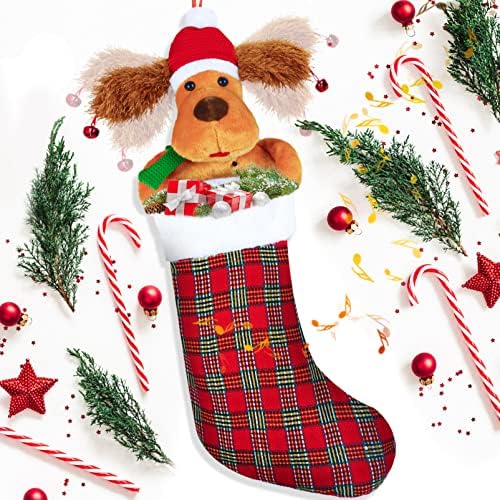 Куче персонализиран божиќен порибување чорап 24 инчи Електричен автоматски со музика Дедо Мраз, 3Д црвен голем декор украс за украсување
