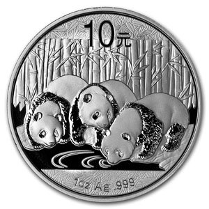 2013 година Кина 1 мл Сребрена панда паричка 10 јуани брилијантни нециркулирани