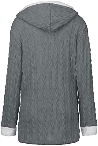 Копки за џемпер на женски кабел Foviguo Chunky плетена џемпер надолу со трикотажа со отворена предна облека со аспирани кардигани