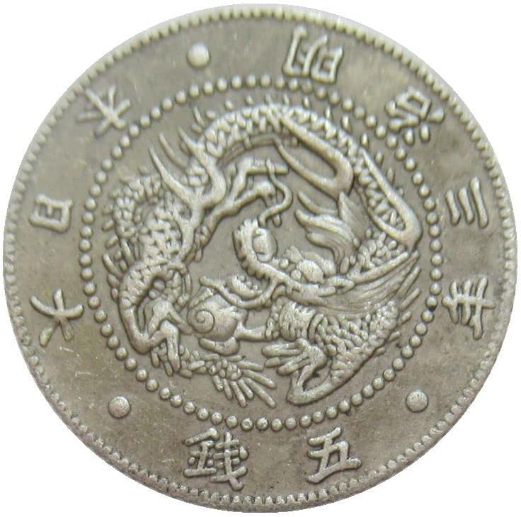 Јапонски 5-Каратно Позлатена Сребрена Реплика Комеморативна Монета На Меиџи 3, 4 Години