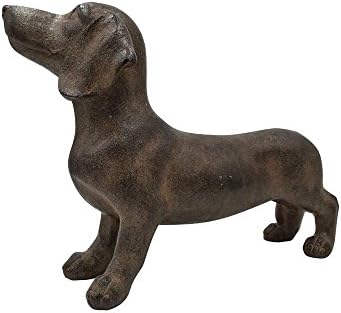 Удобен час 8 Полирезин стои Дахшунд кучиња фигура, антички стил за украсување на домови, бакар, колекција на кучиња