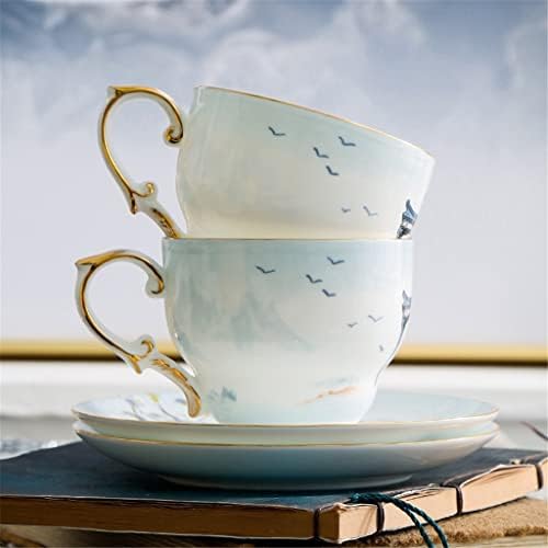 Вионц Кафе Чаша И Чинија Сет Керамички Домаќинство Коска Кина Попладне Чај Чај Во Собата Со Лажица Млеко Чај Чаша