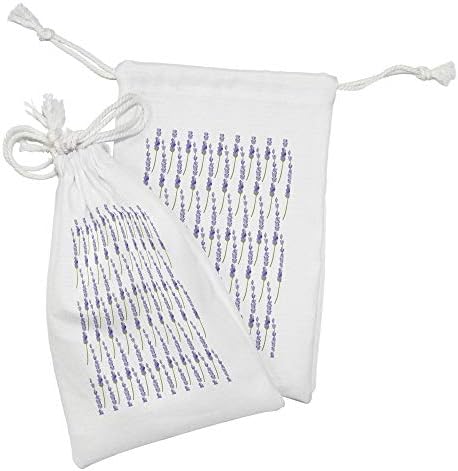 Амбесон Виолетова Ткаенина Торбичка Сет од 2, Градина Пролет Цвет Поврзани Континуирано Изолирани Лаванда Јоргованот Илустрација, Мали