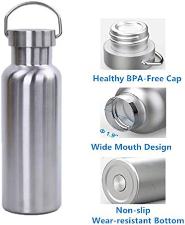 HMF шише со вода од не'рѓосувачки челик, двојно и единечен wallиден вакуум Широк протек на уста, доказ за кампување со спортско