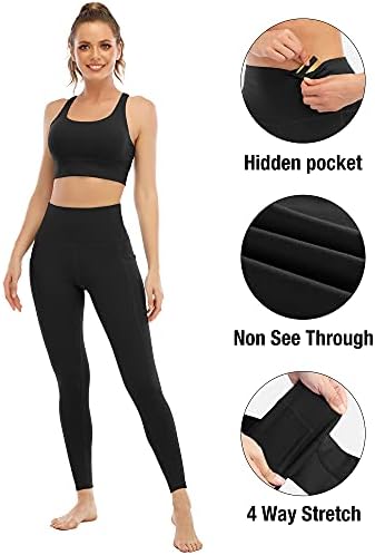 Хелеги за пакувања Јангхарм 4 со џебови за жени, високи половини за контрола на стомакот, панталони за јога