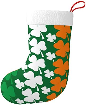 Божиќни чорапи на Аугенстер Денот на Патрикс Денот на ирското знаме двострано камин што виси чорапи