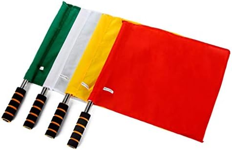 SEWACC Судија Знаме Спортски Линии Знамиња Рака Знамиња Со Нерѓосувачки Челик Пол 4 парчиња Рачно Знаме За Фудбал Одбојка Фудбал Песна