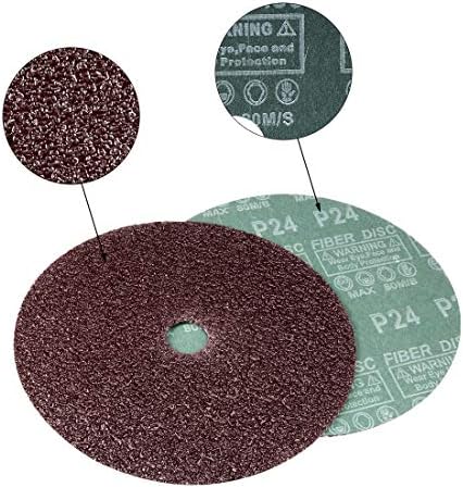 Дискови со влакна од влакна од алуминиум оксид од 7-инчен х 7/8-инчен алуминиум оксид, Централна дупка 24 дискови за мелење на пескарење, 5 пакувања