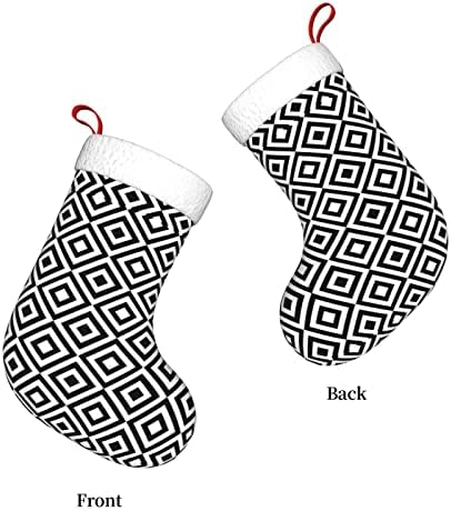 Геометриски црно-бели квадрати на Cutedwarf Кристама чорапи Божиќни украси на дрво Божиќни чорапи за Божиќни празнични забави