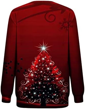 Graphенски сјајни Божиќни маички графички кошули обични лабави долги ракави, џемпери на екипаж, весели Божиќни осветлуваат врвови на туники